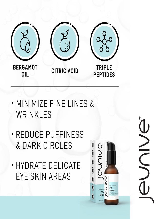 Jeunive Deep Hydration Refreshing Triple Peptides Daily Eye Correction Serum | 48Hr Hydrating Delicate Eye Skin Area to Reduce Dark Circles, Puffiness, Fine Lines and Wrinkles, 1 oz (28g) - Image 3